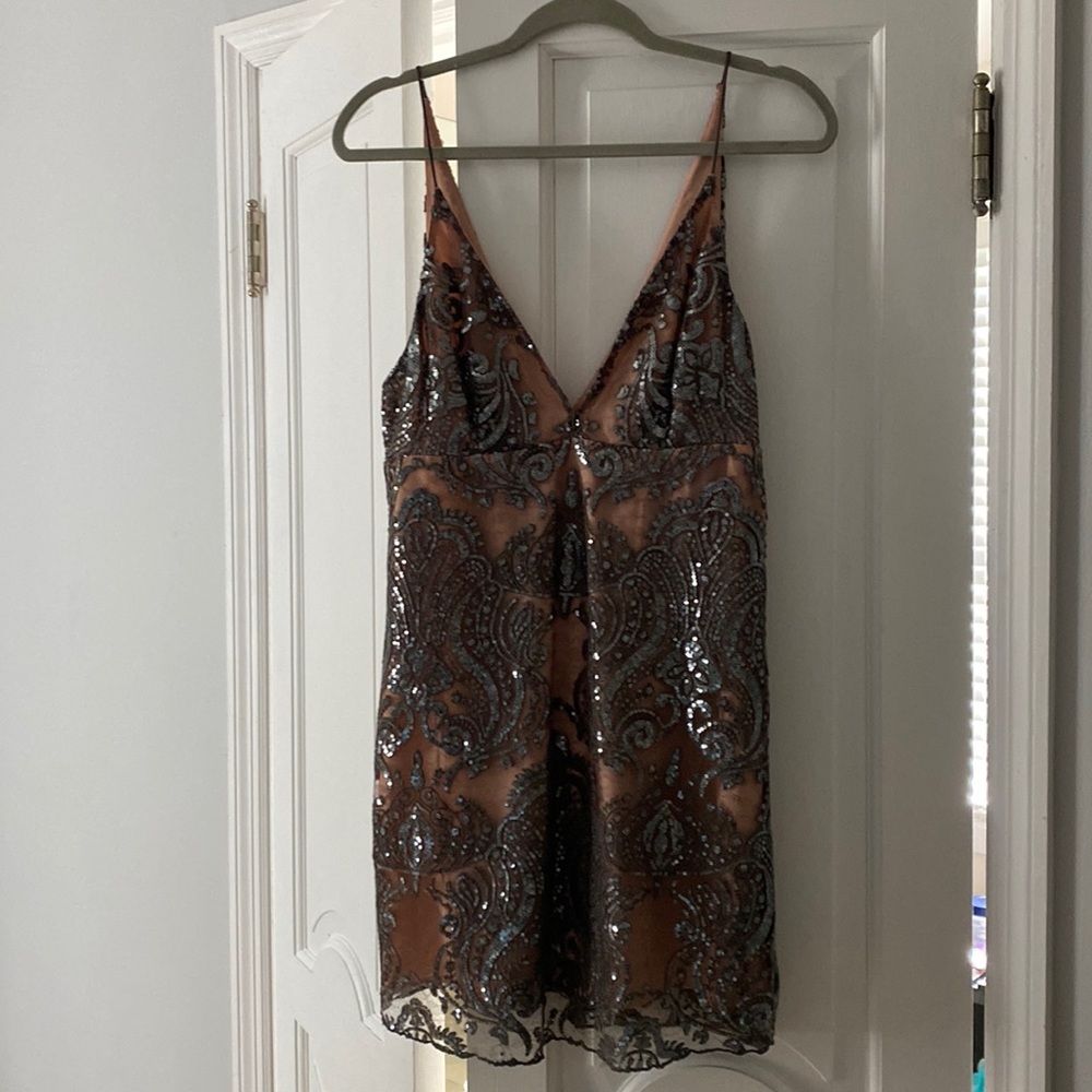 Brand new Free People with tag grey sequins mini dress- size 4
